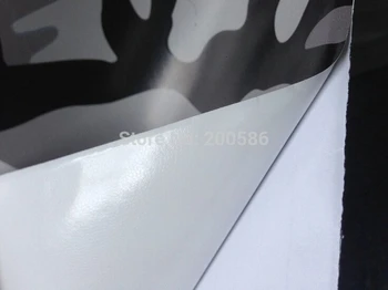 Melna Balta Pelēka Sudraba Maskēties Vinyl Wrap Camo Auto Ietinamo Plēvi, Uzlīmes Gaisa izplūdes Bezmaksas Kuģa Lielums 1.52*30m/Roll