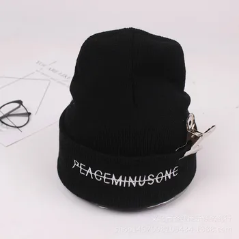 Melna Cepure Kpop Bigbang ' GD G Pūķis Peaceminusone Adīt Cepuri Beanie Klp Bezmaksas Klipu