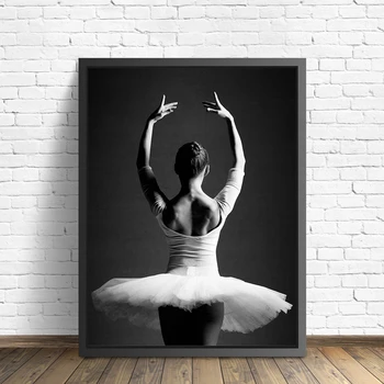 Melns un Balts Elegants Baleta Deju Plakātu Izdrukas Foto Ziemeļvalstu Stila Meitene Portretu Sienas Art Pictures Mājas Dekoru Audekla Apgleznošana
