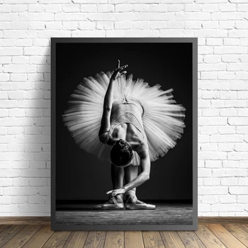 Melns un Balts Elegants Baleta Deju Plakātu Izdrukas Foto Ziemeļvalstu Stila Meitene Portretu Sienas Art Pictures Mājas Dekoru Audekla Apgleznošana