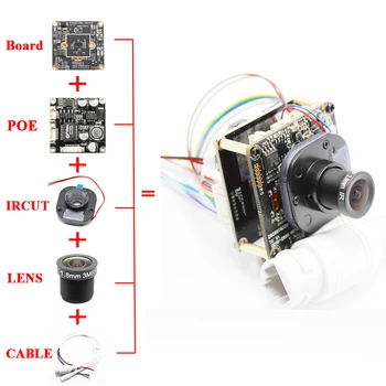 Melnā gaisma 2.8 mm Objektīvs POE DIY IP Kameras modulis Valdes IRCUT 3MP H. 265 Iekštelpu Kamera Mobilo APP XMEYE 1080P 2MP ONVIF
