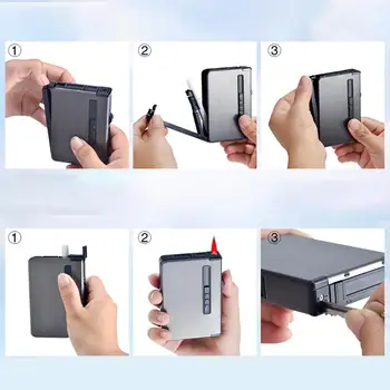 Metāla Vieglāks Custom USB piepīpētāja Vieglāks Nerūsējošā Tērauda piepīpētāja Automātiskā Cigarešu Kaste
