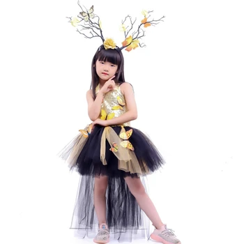 Meža Pasaku Saģērbt, lai Bērniem, Bērniem Tauriņš Galvu Baby Toddler Meitenes Kleita Halloween Princese Vasaras Pusaudžu Apģērbi