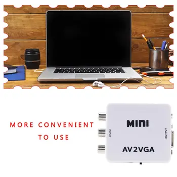 Mini Augstas Izšķirtspējas AV VGA Video Converter Box RCA AV CVBS Uz VGA Video HDTV Adapteris Video Converter