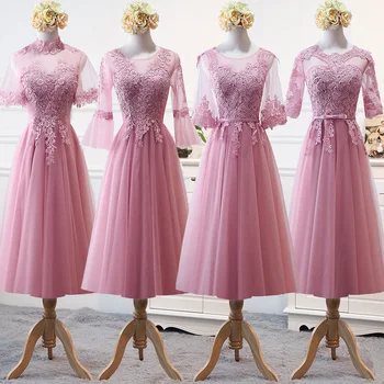 MNZ-9858#Līgavas Kleita ir Vidēja piedurknēm un Garās stila Jaunas Ziemas 2019 Mežģīnēm līdz Gaiši Violeta Ziemassvētku kleitas meitene, vairumtirdzniecība