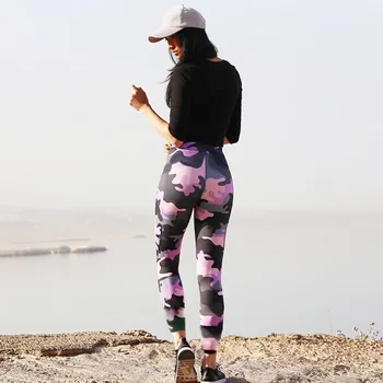Modes Fitnesa Sporta Zeķes Sievietēm Augsta Vidukļa Treniņu Legging 2018 Push Up Maskēties Sieviešu Legging Piedzīvojumu Laiks stulpiņi