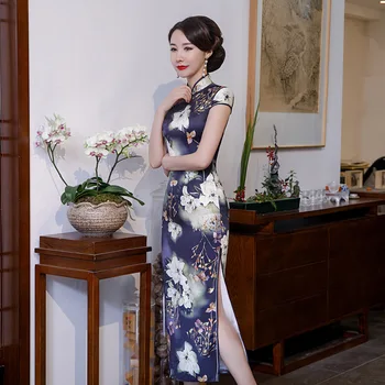 Modes Gara Kleita Qipao Vintage Kleita Ķīniešu Stilā Atjaunošana Cheongsam Kleita Ķīniešu Tradicionālā Kleita Plus Izmērs 3XL 4XL