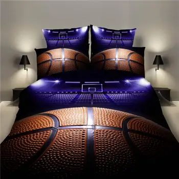 Modes Mūsdienu Gultas Komplekts 3D Futbols Basketbols Beisbols Bed Cover Set Karalis Dvīņu Karalienes ar Lapu Spilvena ar Gultasveļa