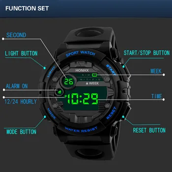 Modes Pulksteņu Vīriešiem Reloj Hombre Mens Ciparu LED Āra Sporta Elektronisko Pulksteņu HONHX Luksusa Datums Rokas pulksteni Pateicības Dāvana