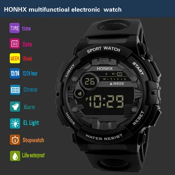 Modes Pulksteņu Vīriešiem Reloj Hombre Mens Ciparu LED Āra Sporta Elektronisko Pulksteņu HONHX Luksusa Datums Rokas pulksteni Pateicības Dāvana