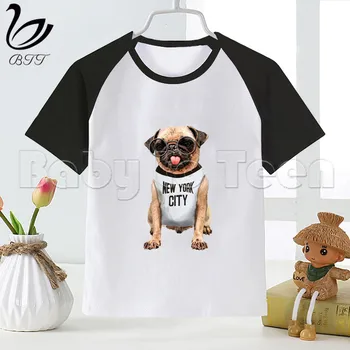 Modes Rock Suns Smieklīgi Mopsis Bērniem Vasarā Meitenes un Zēni Smieklīgi Tshirt Bērniem Drukāt T-krekls Modes Gadījuma Zīdaiņu Apģērbu