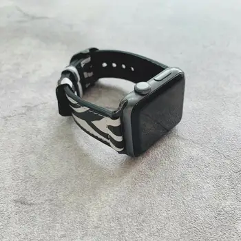 Modes Silikona Ādas Zebra Drukāt Siksnu Apple Skatīties Joslas 38mm 40mm 42mm 44mm Aproce iWatch Sērija 3 4 5 6 SE Watchband