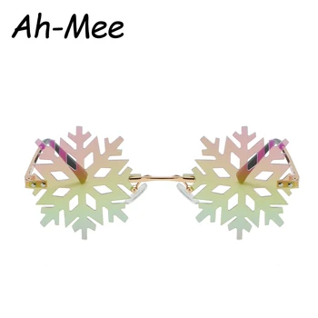Modes Sniegpārslas Sieviešu, Saules Brilles bez apmales Brilles Skaidrs, Balta Punk Briļļu Vintage Vīriešu Brilles Unikālu Ziemassvētku Toņos