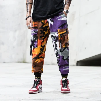 Modes Streetwear Vīriešu Džinsi Hip Hop Bikses Kamuflāžas Militāro Lielas Kabatas Kravas Bikses hombre Japāņu Stila Joggers Bikses Vīriešiem