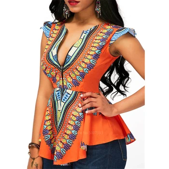 Modes Āfrikas Drēbes 2020 Top Dashiki Drukāt Sexy Ankara Stilu Plus Lieluma Vasaras T-krekli S-2XL Etniskā Īsām Piedurknēm Dāmas