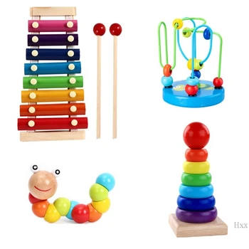 Montessori Koka Rotaļlietas Pirmsskolas Izglītības Rotaļlieta, Bērnu Krāsaini Koka Kluči
