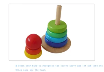 Montessori rotaļlietas izglītojošās koka rotaļlietas Bērnu montessori materiāli pirmsskolas Kraušanas Kaudze uz Augšu Rainbow Tower Gredzenu Rotaļlietas L918