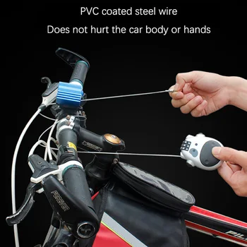 Motocikla Ķivere Bloķēšanas Teleskopiskie PVC+trose Tērauda Kabelis Augstas precizitātes Kods Riteņu Bloķēšanas Paroli Motociklu Aksesuāri