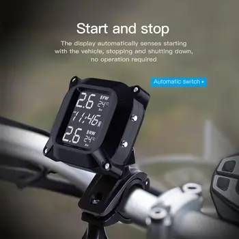 Motociklu TPMS Riepu Spiediena Monitoringa Sistēma, 2 Ārējo Sensoru Bezvadu LCD Displejs Reālā Laika Riepu Spiediena trauksmes Signalizācijas Sistēma