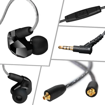 Moxpad X9 pro Dual Dinamisku Vadītāja Profesionālās In Ear Austiņas ar Mic Super BASS Mobilo tālruni, MP3 atskaņotāju kabeļa Nomaiņa