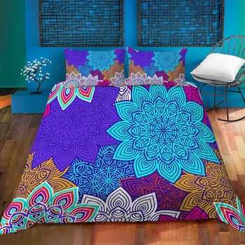 Multi-krāsu 3D Digitālā Indijas Etniskās Ziedu Gultas Komplekts Mandala Sega sedz Bohēmijas Mierinātājs, gultas Pārklāji Gultas Komplekts Guļamistaba Dekori
