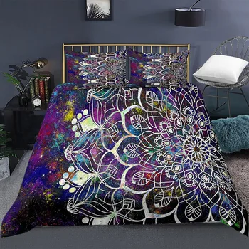 Multi-krāsu 3D Digitālā Indijas Etniskās Ziedu Gultas Komplekts Mandala Sega sedz Bohēmijas Mierinātājs, gultas Pārklāji Gultas Komplekts Guļamistaba Dekori