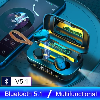 Multifunkcionālās Bezvadu Austiņas Bluetooth 5.1 Austiņas Binaural zvanu Atbalsta visi Telefoni 2000mAh Uzlādes lodziņā Earbuds austiņas