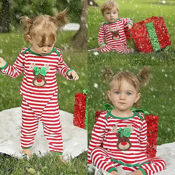 MUMS Jaundzimušā bērna Baby Boy Girl Ziemassvētku Romper Bodysuit Pidžamas Apģērbi Apģērbs Ģimenes Saskaņojot Tērpiem