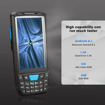 MUNBYN Rokas PDA Android 8.1 Izturīgs POS Terminālu 1D 2D Svītrkodu Skeneri, WiFi, proti, 4G, Bluetooth, GPS, PDA svītru kodu Lasītājs