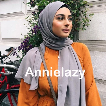 Musulmaņu Vienkāršā Burbulis Šifona Hijab Šalle Sievietēm 2020. Gadam tīrtoņa Krāsu Mīksto Ilgi, Šalles un Wraps Žoržets Galvas Lakati Dāmas Hijabs