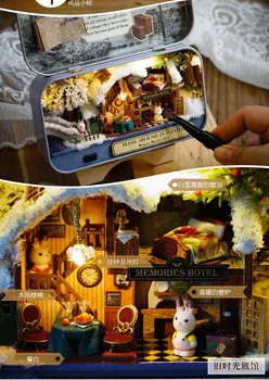 Mylb Laimīgs Stūrī 3D Koka DIY Roku darbs Lodziņā Teātra leļļu Namiņš Miniatūras Rūtiņu Gudrs Mini Leļļu Nams Apkopot Dāvanu Komplekti Rotaļlietas