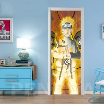 Mājas Apdare Decal Durvju Naruto Anime Lomu PVC Ūdensnecaurlaidīga Mākslas 3D Drukāšanas Uzlīmes pašlīmējošās Diy Papīra Guļamistabai Uzlīmes