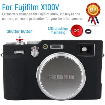 Mīksts Silikona Bruņas, Ādas, Gumijas Aizsardzības Kameras Gadījumā, Par Fujifilm Fuji X100V + Aizvara Atbrīvošanas Pogu