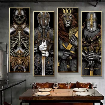 Mūsdienu Anotācija Četras Dark Knight Mākslas Plakāti un Izdrukas Audekls Gleznas, Sienas, Mākslas Attēlus Dzīvojamās Istabas Dekors (Bez Rāmja)
