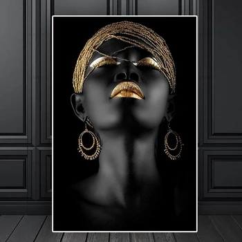 Mūsdienu Mākslas Audekls Gleznošanai Āfrikas Melnā Sieviete Plakāti un Izdrukas Skandināvijas Cuadros Sienas Art Attēlus Telpu Dekorēšana
