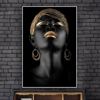 Mūsdienu Mākslas Audekls Gleznošanai Āfrikas Melnā Sieviete Plakāti un Izdrukas Skandināvijas Cuadros Sienas Art Attēlus Telpu Dekorēšana