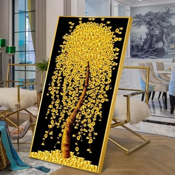 Mūsdienu Zelta Naudas Koks Eļļas Gleznu Audekla Lapas Art Sienas Attēlu Ziemeļvalstu Drukāt Guļamistaba, Viesistaba, Mājas Dekoru Plakātu Māksla