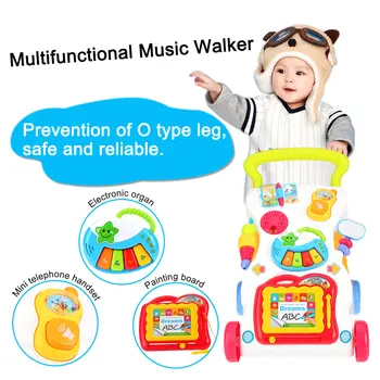 Mūzika Bērnu Staiguļi Bērnu Pirmais Solis Car Toddler Trolejbusa Sēdēt-lai-Stāvēt Walker Bērniem Agrīnās Mācīšanās Izglītības Regulējams Skrūvju
