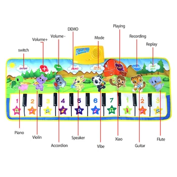 Mūzikas Paklājiņš ar Dzīvnieku Montessori Rotaļlietas Izglītojošās Rotaļlietas Bērniem, Bērnu Klavieres Paklāju Mūzikas Instrumentu Spēle Bērnu Rotaļu 1 līdz 2 Gadiem