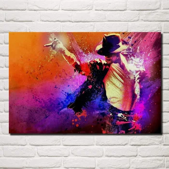 Mūziķis Maikls Džeksons mākslas krāsains portrets auduma plakāts, viesistaba, mājas sienas dekoratīvais zīda audekls mākslas drukāt QR21