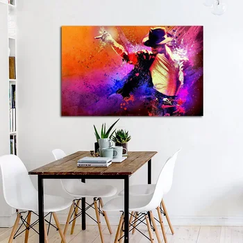 Mūziķis Maikls Džeksons mākslas krāsains portrets auduma plakāts, viesistaba, mājas sienas dekoratīvais zīda audekls mākslas drukāt QR21