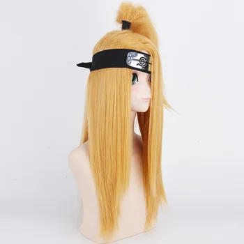 Naruto Akactuki Cosplay parūkas halloween Deidara cosplay parūka vīriešiem Garās Zelta parūkas hairpiece kostīms