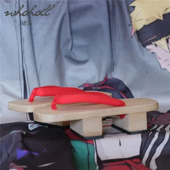 Naruto Cilvēks Samurai Cos Gītā Japānas Koksnes, Koka Tupelēm Vasaras Kurpes Dzīvoklis Čības Cilvēks Sievietēm Unisex Flip Flop Čības Cosplay Apavi