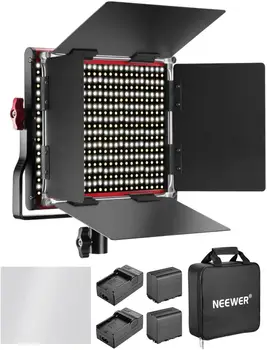 Neewer 2-Pack 660 LED Video Gaisma ar Barndoor, Gaismas Stends,Uzlādējamās Li-ion Baterijas Foto Studija YouTube Video uzņemšana