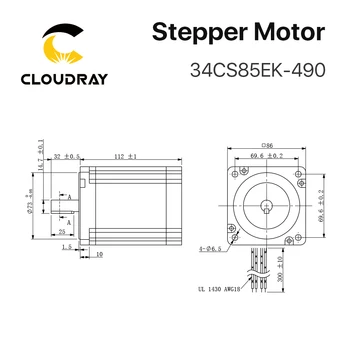 Nema 34 Stepper Motor 86mm 8.5 N. 4.9 m A（34CS85EK-490）4-svina Kabeļa Stepper Motor CNC gravēšanas frēzēšanas mašīna