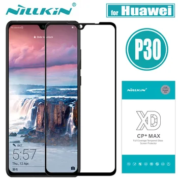 Nilkin Huawei P30 Rūdīta Stikla Ekrāna Aizsargs Nillkin XD CP+MAX Pilnu 3D Nano Skaidrs, Stikla Filmu par Huawei P30