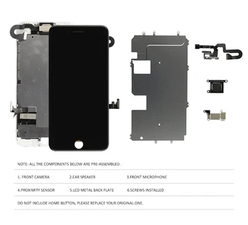 No. 1 Pilns Komplekts, Ekrāns iPhone 7 7P LCD skārienekrānu, Montāža Nomaiņa Pilnīgu LCD Displejs Priekš iPhone Plus 7+ Priekšējā Kamera