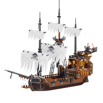 Noliktavā Radītājs Karaliste Temestuous Viļņi Pirātu Kuģis KM 1344Pcs Idejas Modeli, Celtniecības Bloki, Ķieģeļi QL1803 QL1801 QL1802 QL1804