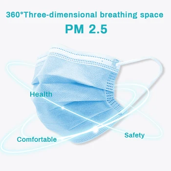 Noliktavā Ātra Piegāde Augstas Kvalitātes 3 Kārtu neaustu Vienreizējas lietošanas Maska Anti Putekļu Sejas Maskas Filtrs FPP2 Mutes Maska PM2.5 50-100 Gab