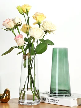 Nordic light luksusa T-vienkāršas formas stikla vāze pārredzamu hidroponiskas dzīvojamā istabā ziedu sākuma apdare ziedu pudeles dekors